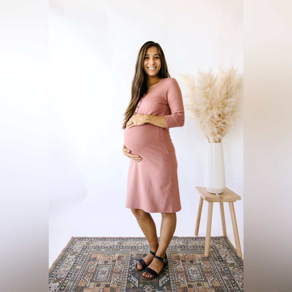 Lou Lou & Company Everyday Dress Maternity Postpartum Stretchy Knee Length XL